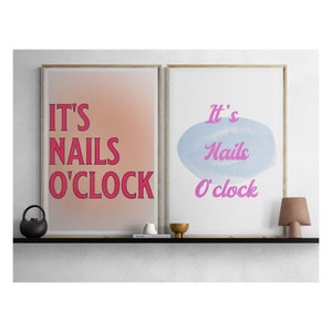 Pôster Nails Oclock, Arte de parede para salão de beleza, Decoração para salão de beleza, Download digital