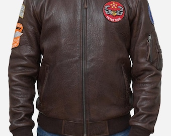 Custom US Navy Pilot Bomber Jacket: Handcrafted Leather Flight Coat