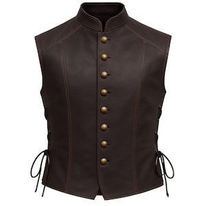Renaissance Leather Vest | Medieval Brown Leather Vest
