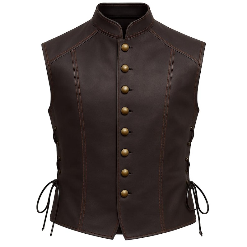 Renaissance Leather Vest | Medieval Brown Leather Vest
