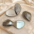 Personalised Seashell Compact Mirror Engraved Birth Flower Pocket Mirror Bridesmaid Proposal Gift Gold Silver Clamshell Wedding Favour product logo
