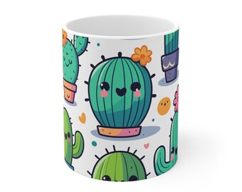 Cactus Design Ceramic Coffee Cups