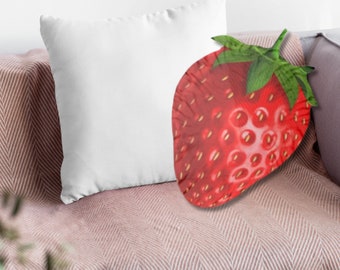 Erdbeerförmiges Kissen, Erdbeerkissen, Sommerkissen, Sommerdekoration, Erdbeerdekoration, Obstkissen
