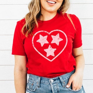 Tennessee Shirt for Valentines Day Tristar Heart Shirt Tennessee Gift for Valentine’s Day Tennessee Tristar Heart Shirt Women Love Gift Tee