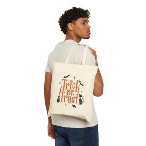 Halloween Tote Bag Trick or Treat Bag for Kids Halloween Canvas Tote Bag for Candy Bag for Fall Halloween Candy Bag Canvas Shopping Tote Bag