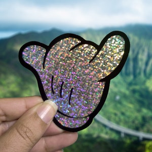 Glitter Shiny Mickey Mouse Disney Shaka Aloha Sticker Decal