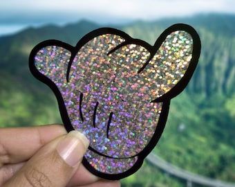 Glitter Shiny Mickey Mouse Disney Shaka Aloha Sticker Decal