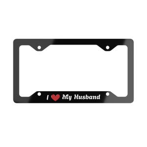 Preto - Eu amo meu marido - Moldura de placa de metal