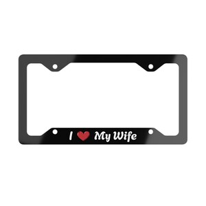 Preto - Eu amo minha esposa - Moldura de placa de metal