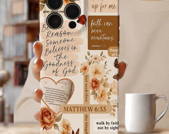 Funda para teléfono con versículos bíblicos, funda para iPhone con escrituras florales cristianas, funda para teléfono con cita religiosa, regalo de fe personalizado, funda inspiradora
