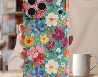Oil Painting Floral Phone Case, Vintage Flower iPhone Case 17 16 15 Pro Max, Aesthetic Art Phone Cover, Cottagecore Garden Case