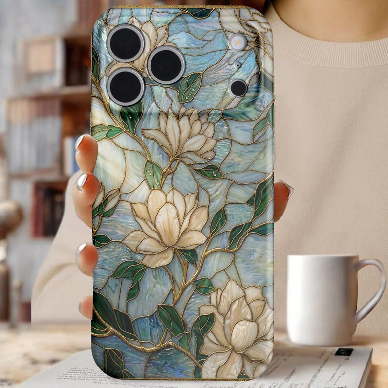 Stained Glass Floral Phone Case, Art Nouveau iPhone Cover, Elegant Botanical bild 7