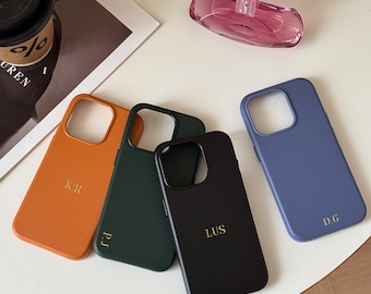 Funda de cuero personalizada para iPhone con MagSafe, funda con grabado personalizado, funda protectora minimalista, iPhone 17, 16, 15 Pro Max, regalo de otoño