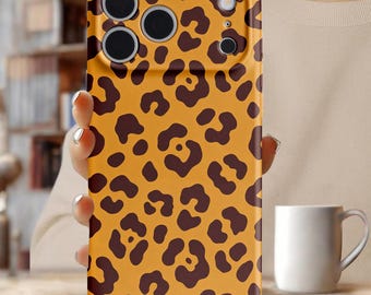 Caramel Leopard Phone Case, Y2K Aesthetic iPhone Case, Cute Animal Print Cover, Trendy Retro Girl Case, Protective Case Gift for Her