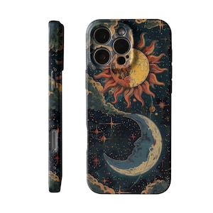 Celestial Moon & Sun iPhone Case – Night Sky Design Case for iPhone 17 16 15 14 13 12 11 | Spiritual Aesthetic Phone Cover | Gift for Her bild 2