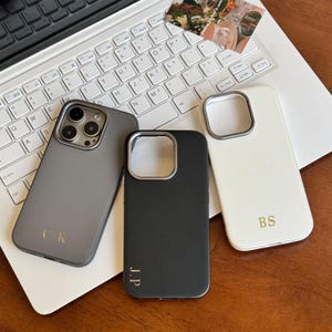 Personalized leather iPhone Case, Custom Monogram initial iPhone 17 16, 15, 14, 13, Pro, Max - Personalized leather Gift idea