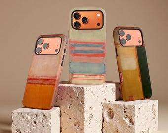 Funda para teléfono con arte abstracto minimalista, funda minimalista con bloques de color para iPhone 17 Pro Max, funda para Samsung S26, 6 estilos estéticos premium.