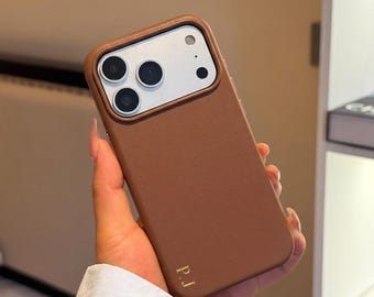 Personalisierte Magsafe-Magnet-Lederhülle für iPhone 18, 17, 16, 15, 14, 13 Pro Max, Handyhülle mit individuellem Monogramm