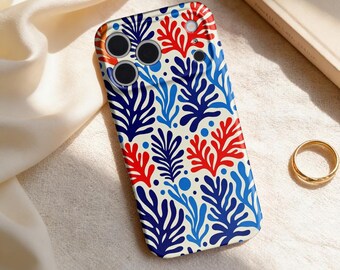 Funda para iPhone con diseño de amapola de Matisse, funda con estética floral turquesa, funda delgada de TPU a prueba de golpes, funda suave con arte botánico, regalo de primavera para ella.