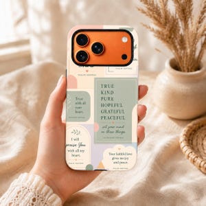 Christian bible verse case iPhone 17 Air, Minimalist quote sage cover, Samsung S26 cover, Spiritual scrap family memory gift her
