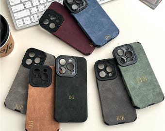 Custom Suede iPhone Case - Personalized Leather Case for iPhone 16 15, 14, 13, 12, 11, XR, XS, X 8, 7 Plus, Pro, Max, Mini, Gift for Her
