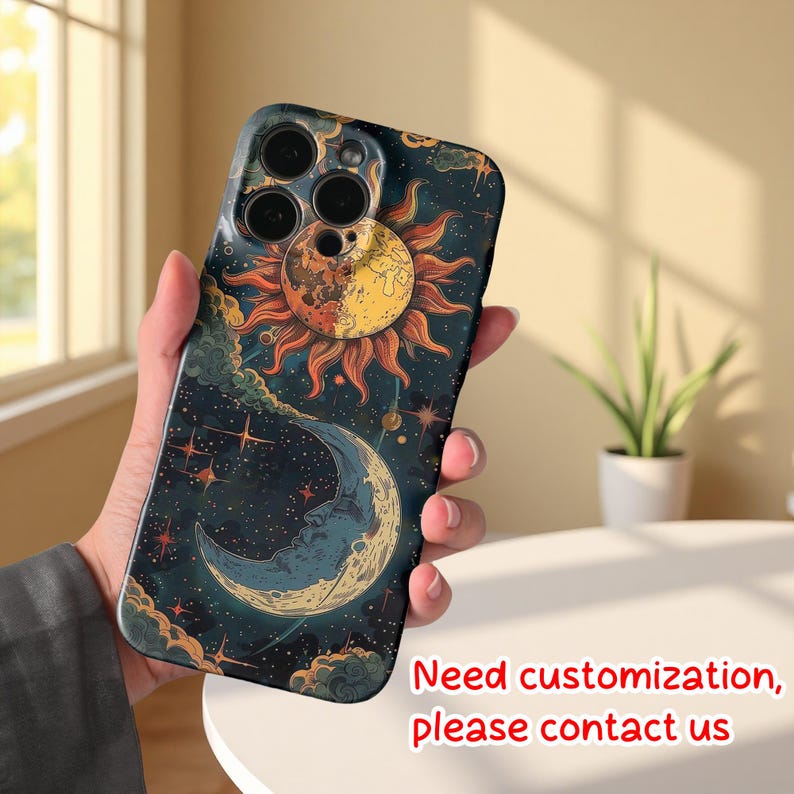 Celestial Moon & Sun iPhone Case – Night Sky Design Case for iPhone 17 16 15 14 13 12 11 | Spiritual Aesthetic Phone Cover | Gift for Her bild 5