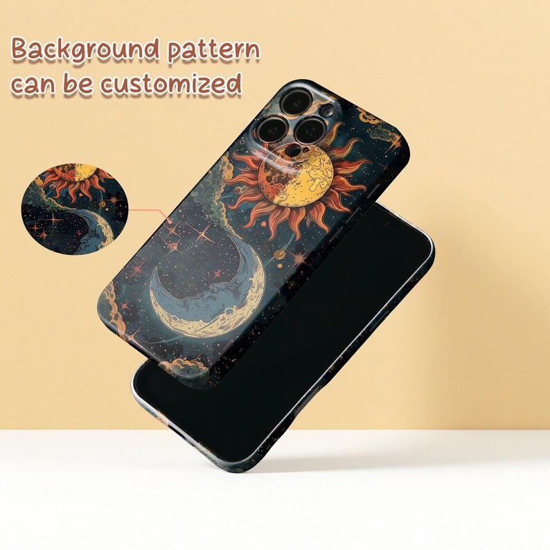 Celestial Moon & Sun iPhone Case – Night Sky Design Case for iPhone 17 16 15 14 13 12 11 | Spiritual Aesthetic Phone Cover | Gift for Her bild 3