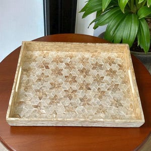 Perlmutt Serviertablett Lack Holzschale Dekoratives Tablett Inlay Perlmutt Ottomane Tablett mit Griff Kaffeetablett, Rechteck Armband Tablett