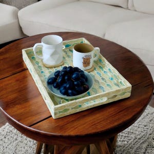 Inlay Nacre Ottoman Tray with Handle