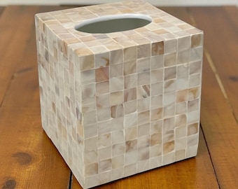 Tissue Box Cover with Mother of Pearl Inlay: Stylish Home Accent And Practical Gift Idea