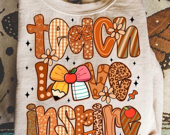 Fall Teacher Png, Teach Love Inspire Png, Thanksgiving Teacher Png, Teacher Png, Fall Cozy Season Png, Teach Fall Png, Thanksgiving Png