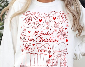 All Booked for Christmas Png, Book Lover Png, Christmas Png, Xmas Png, Christmas Reading Png, Cozy Christmas Png, Christmas Library Png
