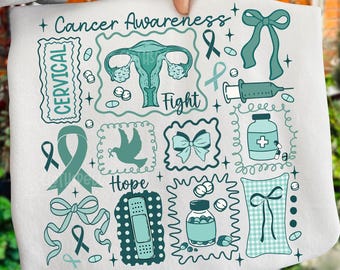 Cervical Cancer Awareness Png, Cervical Cancer Png, Teal Awareness Ribbon Png, Cervical Cancer Support Png, Hope Fight Cure Cervical Cancer