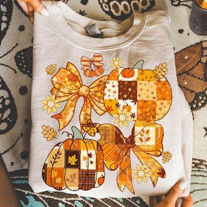 Fall Faux Patchwork Png, Fall Png, Autumn Png, Faux Patchwork Pumpkin Png, Pumpkin Season Png, Fall Cozy Season Png