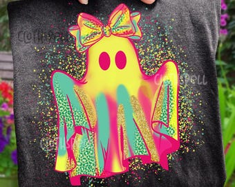 Neon Ghost Png, Halloween Png, Iridescent Halloween Png, Neon Halloween Png, Ghost Png, Boo Png, Preppy Neon Ghost Png, Spooky Season Png