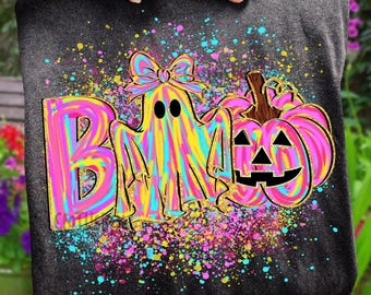 Boo PNG, Halloween PNG, Geist PNG, Kürbis PNG, Geist mit Glitzer-Imitat PNG, Herbst PNG, Kürbisbeet PNG, Geisterspritzer PNG, Preppy Halloween