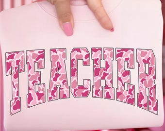 Pink Camo Teacher Png, Teacher Png, Camouflage Teacher Png, Camo Png, Teacher Appreciation Png, Teacher Life Png, Pink Camouflage Png
