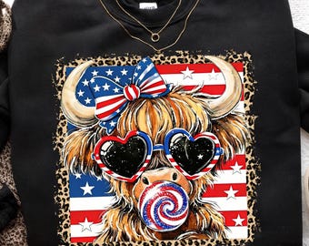 Höglandskon 4 juli-png, USA-png, 4 juli-png, Amerika-png, Höglandskon-png, Patriotisk-png, USA-flagga-png