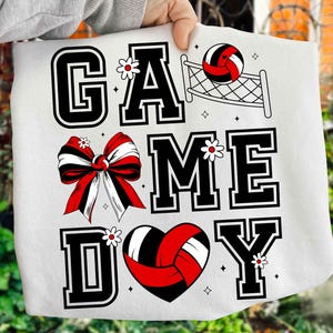 Volleyball Game Day Png, Volleyball Png Volleyball Mama Png, Volleyball Mom Png Sublimation, Volleyball Png Shirt, Game Day Coquette Bow Png