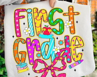 First Grade Png, Back to School Png, Preppy Back to School First Grade Png, First Grade Teacher Png, Preppy First Grade Png, School Png
