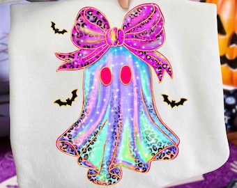 Ghost Halloween Png, Halloween Png, Iridescent Halloween Png, Neon Halloween Png, Ghost Png, Boo Png, Preppy Neon Ghost, Spooky Season Png