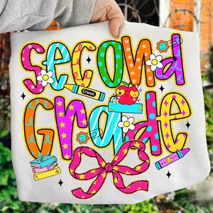 Second Grade Png, Preppy Back to School Second Grade Png, Back to School Png, Second Grade Teacher Png, Preppy Second Grade Png, School Png