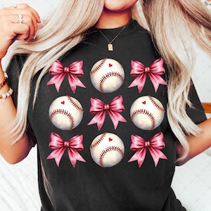 Baseball Png, Baseball Bow Png, Coquette Bow Baseball Png, Mama Baseball Mom Png, Coquette Baseball T-Shirt Png Design, Baseball Game Day