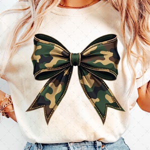 Camo Bow Png, Camouflage Bow Png, Coquette Bow Hunting Camouflage Png, Military Bow Design, Army Camo Girl Coquette Png, Military Girl Png