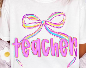 Teacher Png, Teacher Coquette Bow Png, Back to School Png, School Png, First Day of School, Teacher Life Png, Preppy Teacher Png, Teach Png