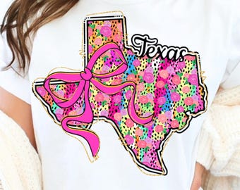 Texas State Png, Floral Texas Coquette Bow Png, Preppy Texas Design, Trendy Western Shirt Png, Wildflower Floral, Texas Brushstroke Png