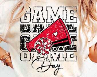 Game Day Png, Game Day Team Png, Cheer Png, Pom Pom Png, Megaphone Png, Game Day Mom Png Sublimation, Retro Glitter Game Day Shirt Design