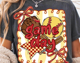 Día del partido de sóftbol (Png), ... día del partido (Png), deporte (Png), lazo de coqueta de sóftbol (Png), mamá de sóftbol (Png), diseño de mamás amantes del sóftbol (Png)