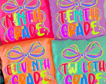 Ninth Tenth Eleventh Twelfth Grade Png, Neon High School Bundle Png, First Day of School Png, Back to School Png, Teacher Png