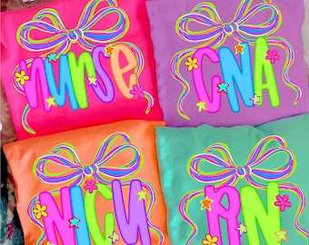 Neon Nurse Png, RN Png, CNA Png, NICU Png, Nurse Coquette Bow Png, Nurse Life Png, Nurse Png, Nursing Sublimation, Medical Healthcare Png
